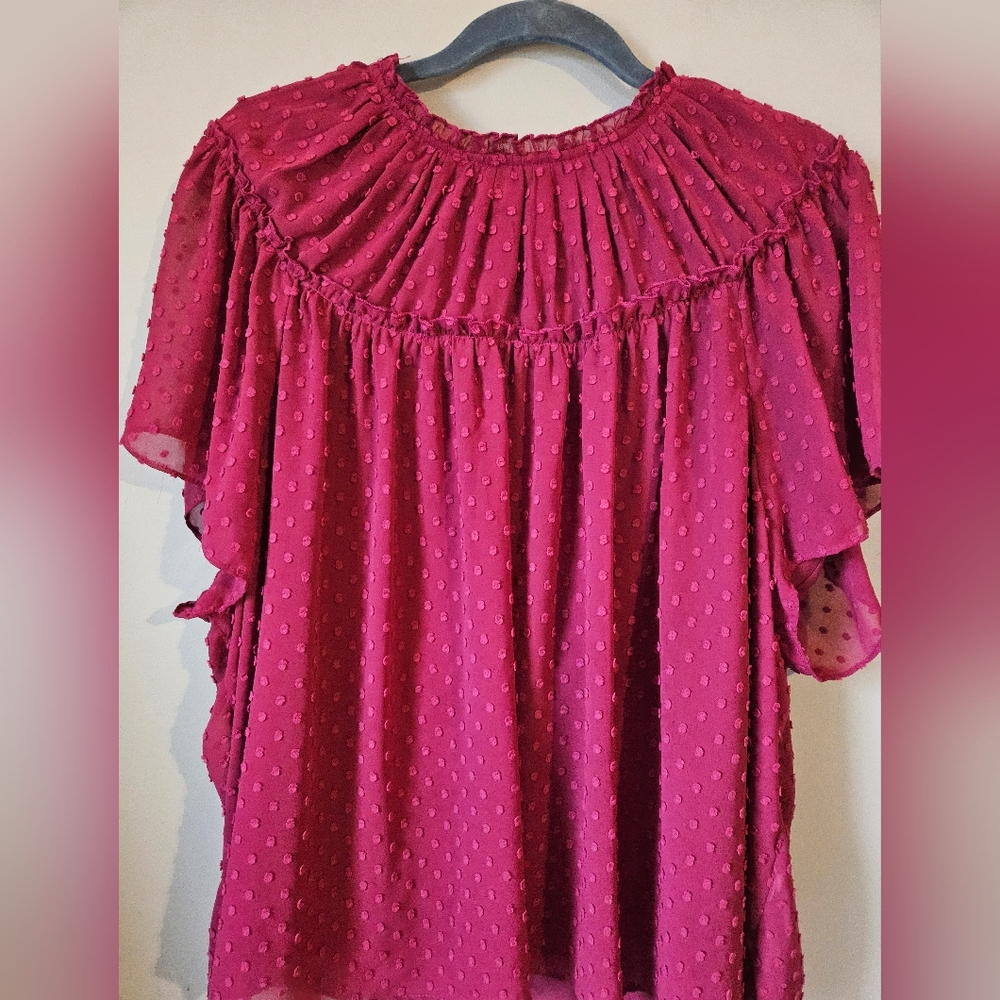 J. Crew plus size clip dot ruffle top 3x